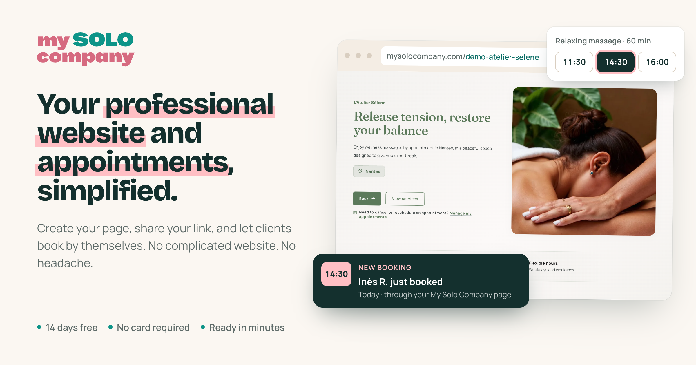 My Solo Company — Your professional website and appointments simplified