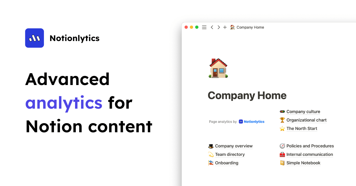 Notionlytics - Advanced Notion analytics. For company wikis, community knowledge bases, and shared documents. · Twitter