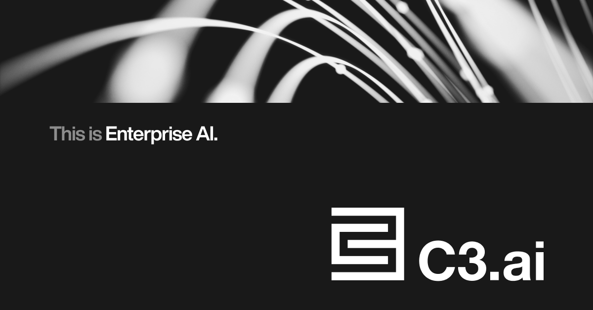 C3 AI brand card: close-up of white fiber-optic cables with the headline 'This is Enterprise AI.'