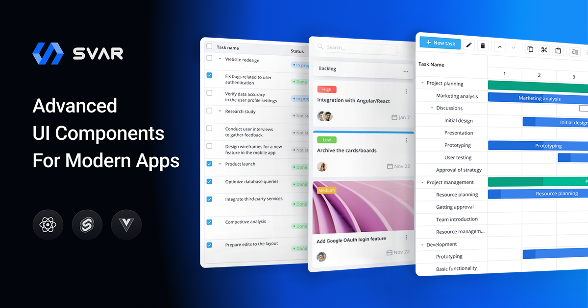 SVAR UI Components for React, Svelte and Vue · Twitter