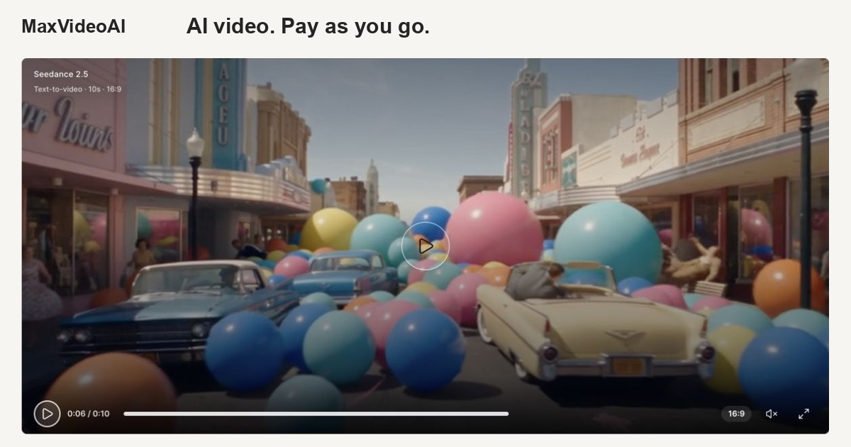 Pay-as-you-go AI Video Generator | MaxVideoAI