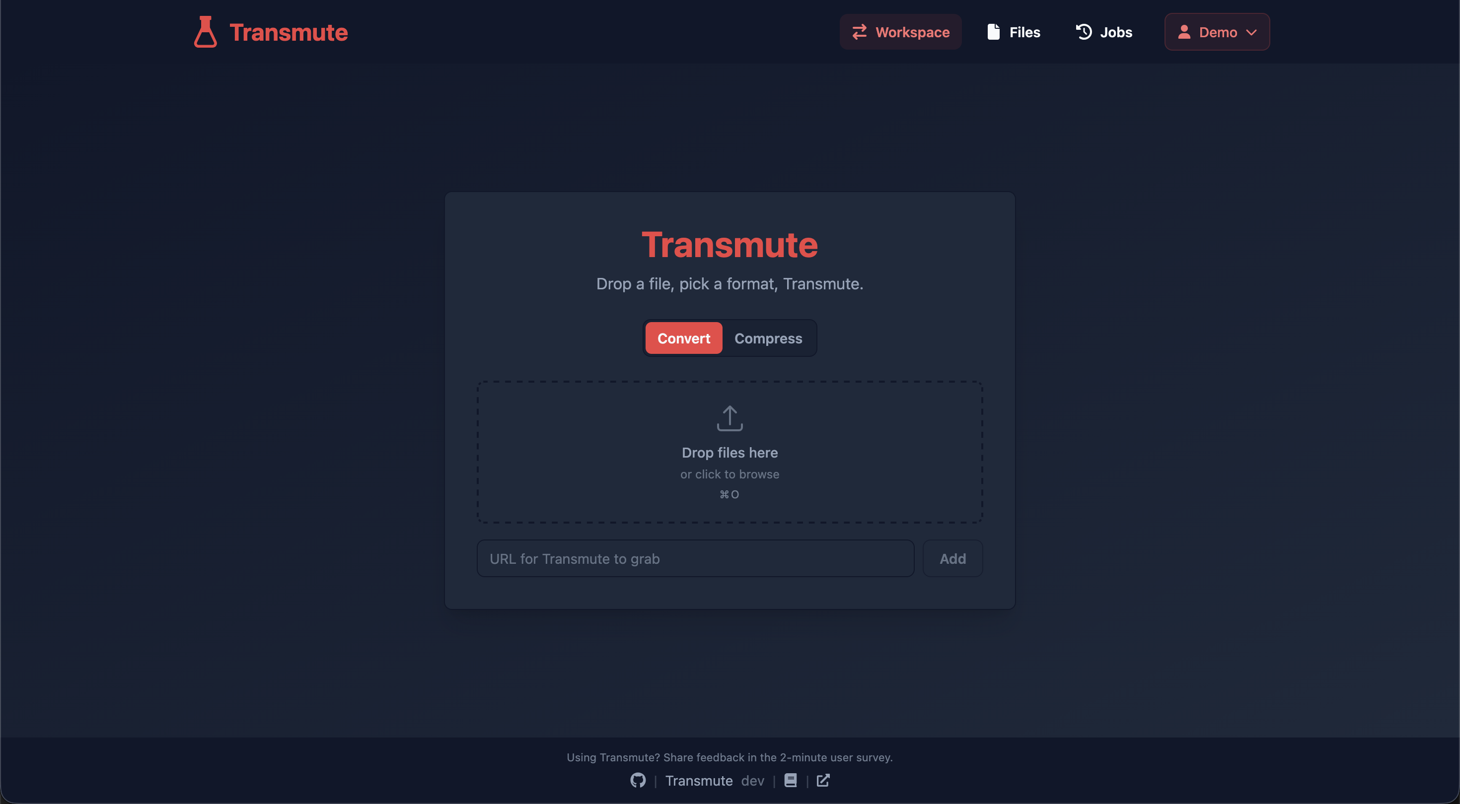 Self-Hosted File Converter & Compressor for Images, Video, Audio & More — Transmute · Twitter