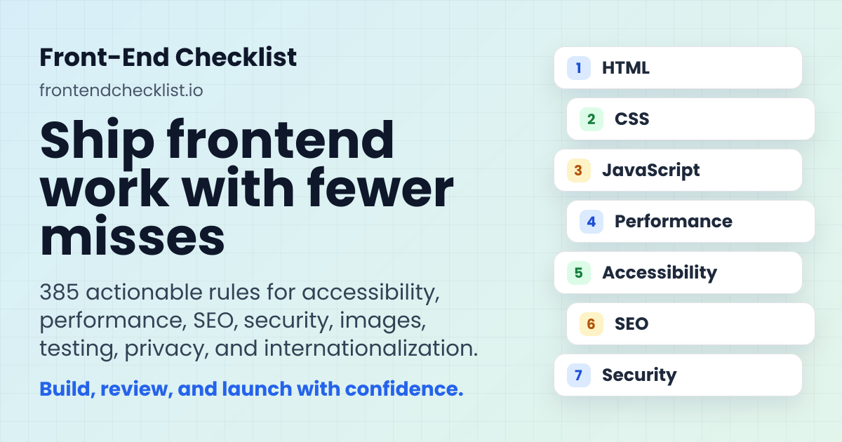 Front-End Checklist - Web Development Best Practices