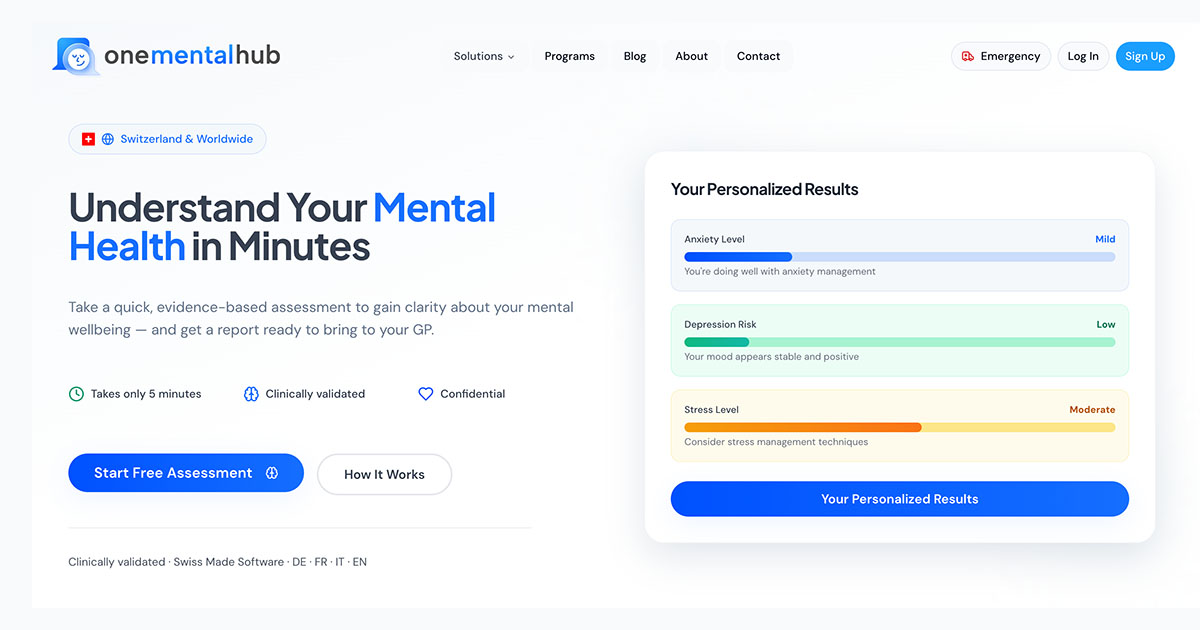 One Mental Hub | Mental Health Screening & GP-Ready Report