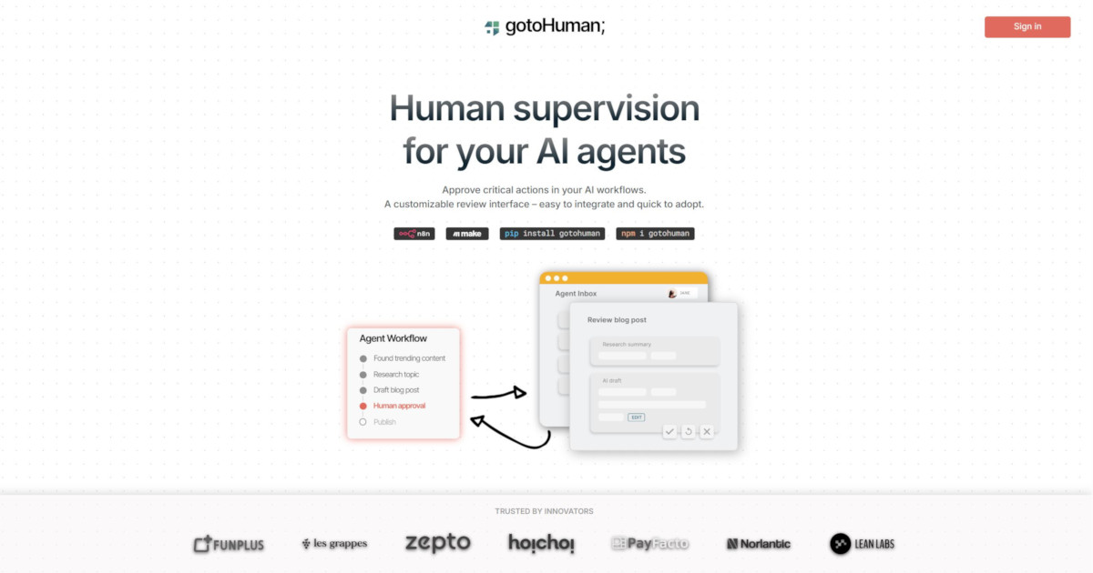 gotoHuman - Supervise AI agents in one flexible platform · Twitter