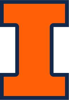 Orange block I with blue outline the Illinois Block I logo