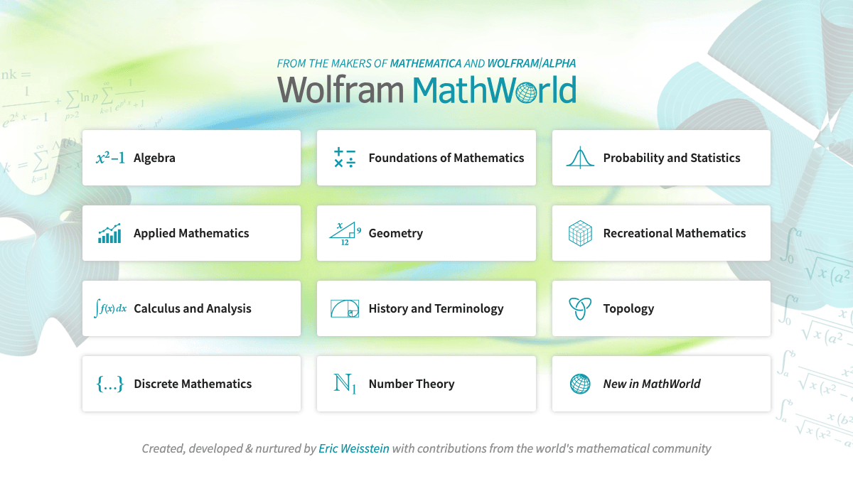 Wolfram MathWorld: The Web's Most Extensive Mathematics Resource · Twitter