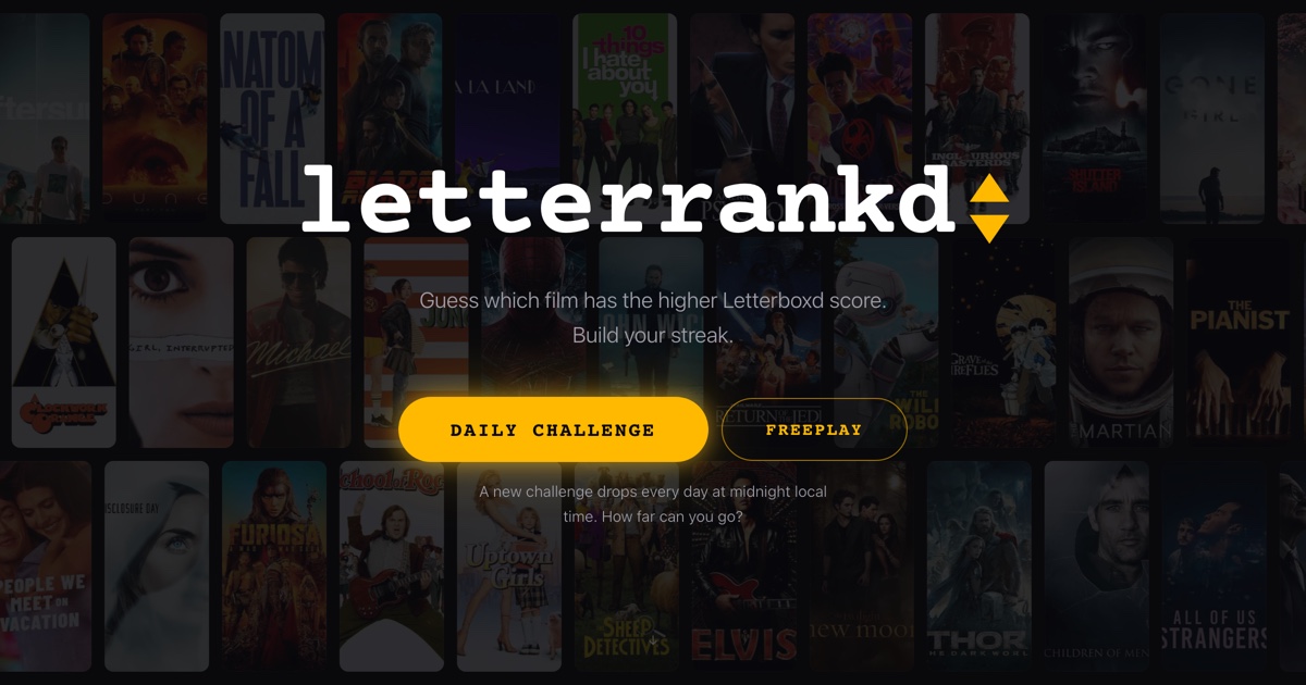 Letterboxd Higher or Lower: Free Film Score Game · Twitter