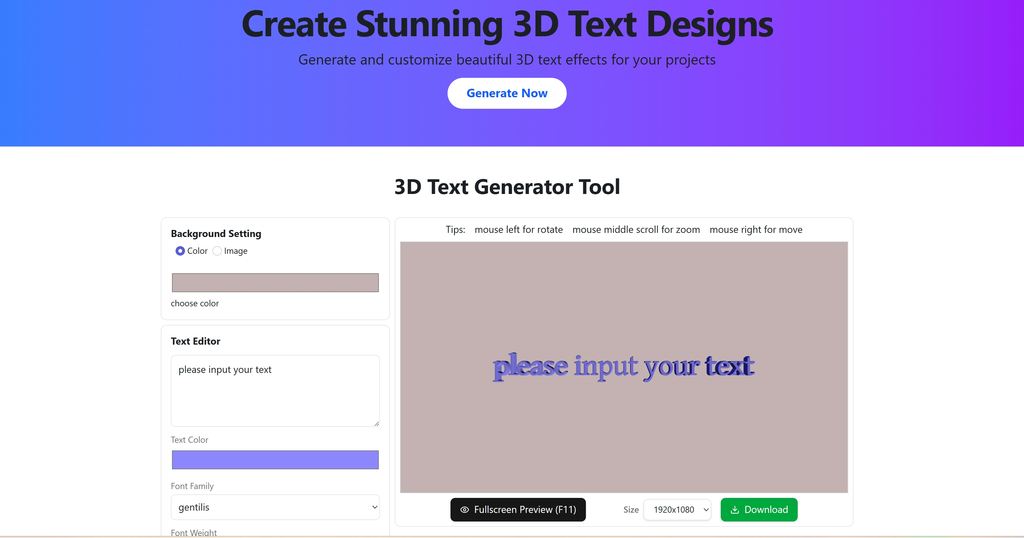 3D Text Generator — Free Online 3D Text with Transparent PNG Export · Twitter