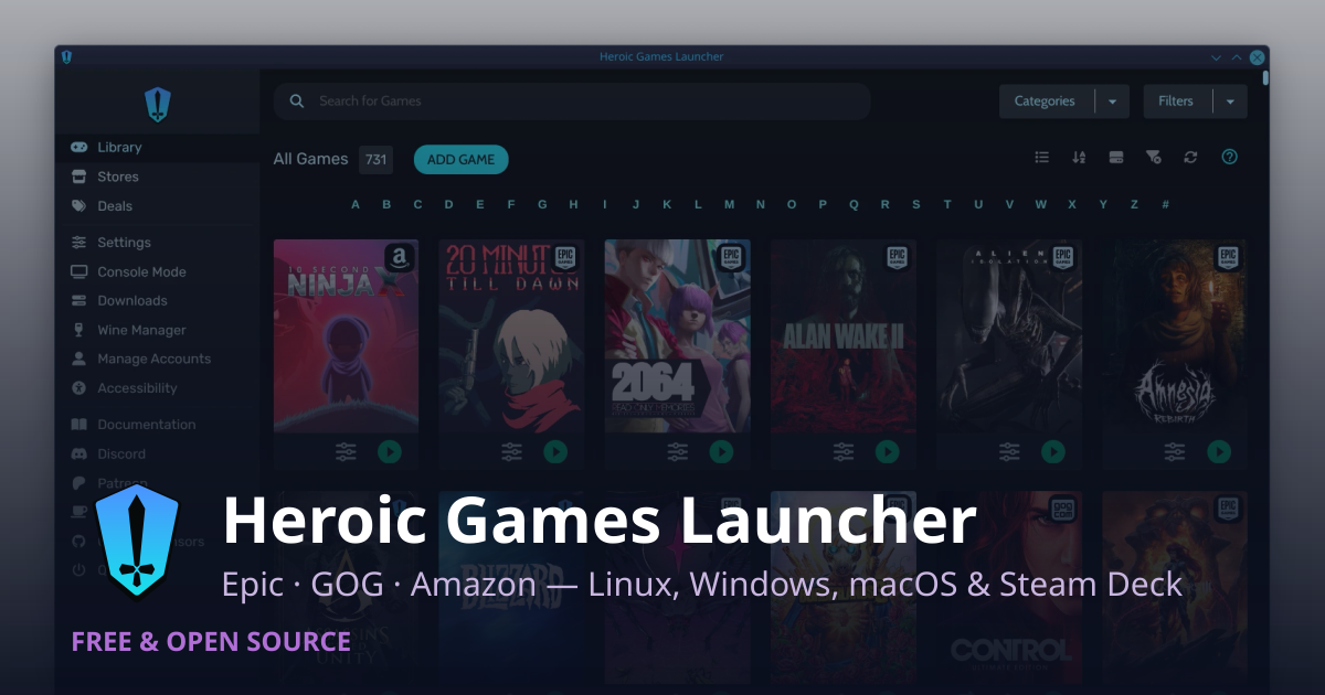 Heroic Games Launcher — Free Epic, GOG & Amazon Games Launcher · Twitter
