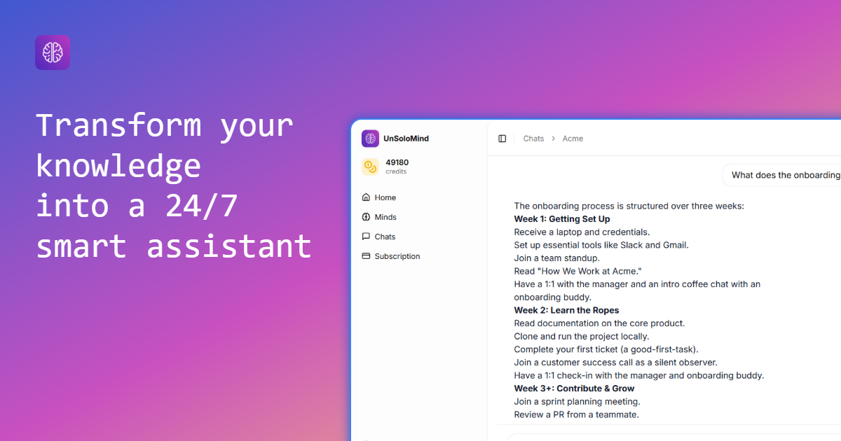 Transform PDFs into a 24/7 AI Knowledge Base | UnSoloMind · Twitter