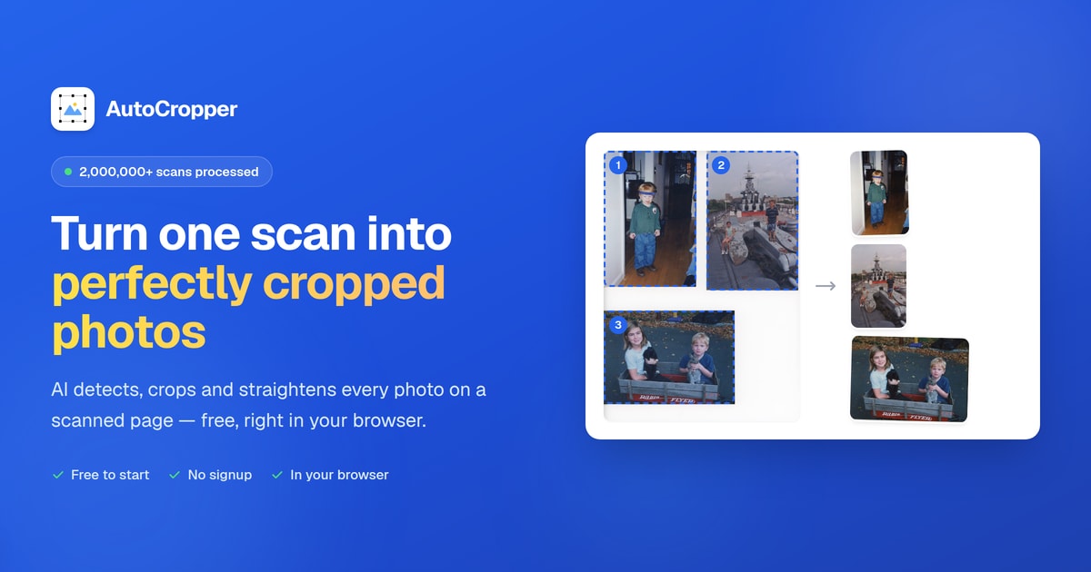 AutoCropper — automatically crop and split multiple photos from a scan