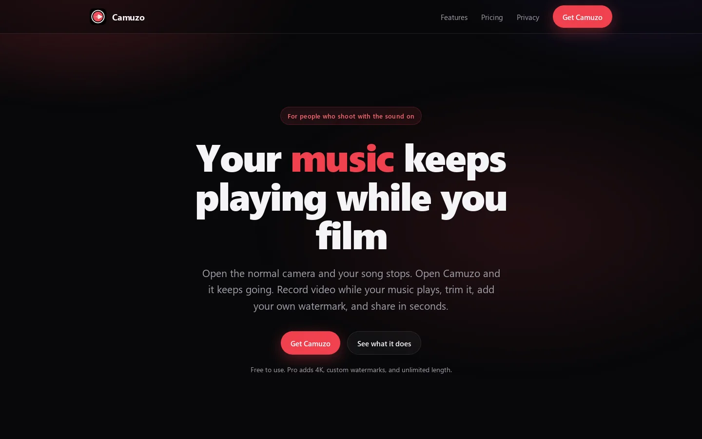 Camuzo Homepage screenshot