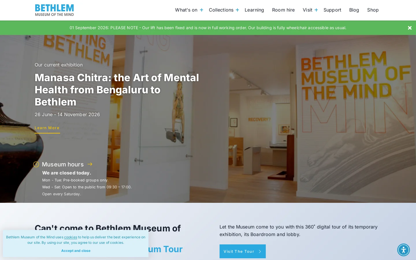 Bethlem Museum of the Mind Homepage screenshot