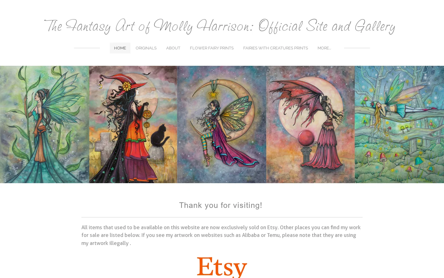 The Fantasy Art of Molly Harrison: Official Site and Gallery - The Fairy Art and Fantasy Art of Molly Harrison: Official Gallery Homepage screenshot
