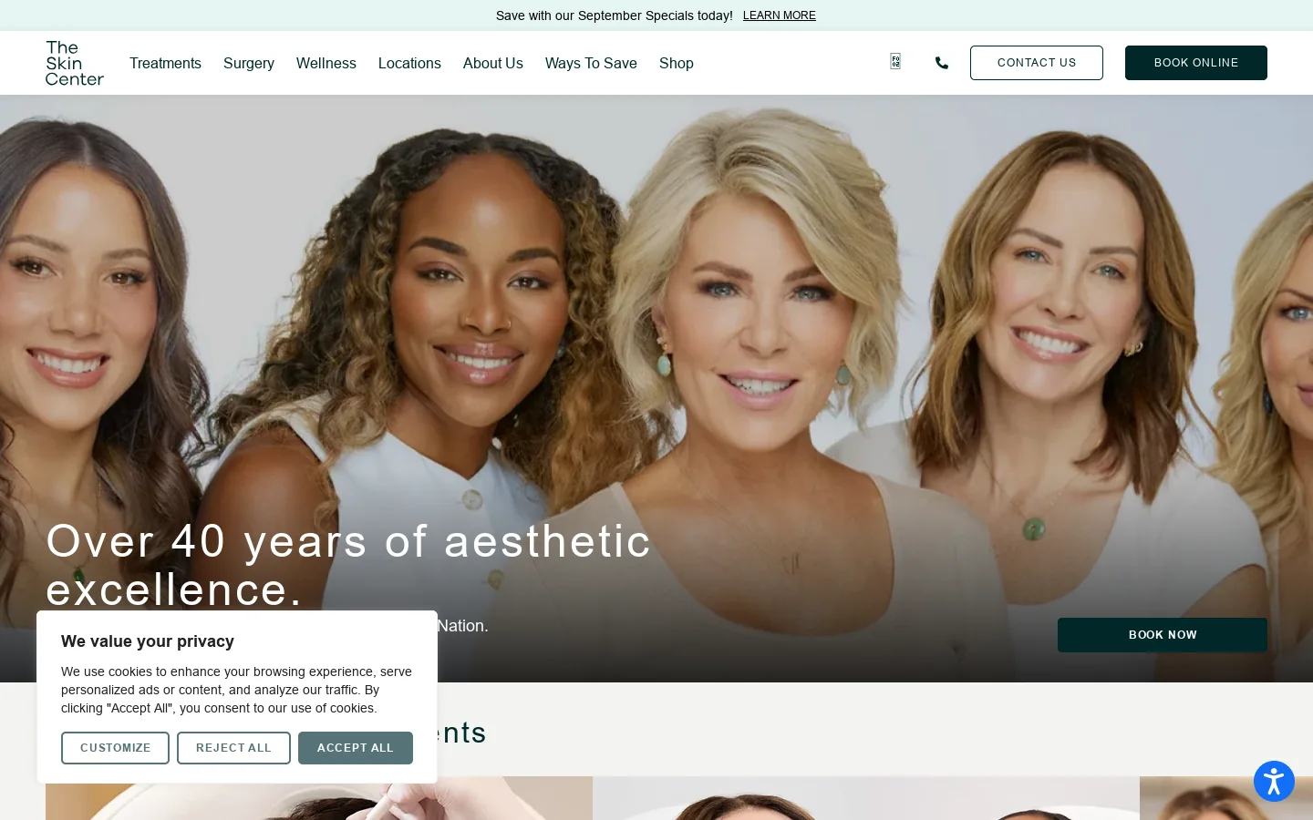 The Skin Center: Leading Medical Spa & Skin Care Clinic - The Skin Center Homepage screenshot