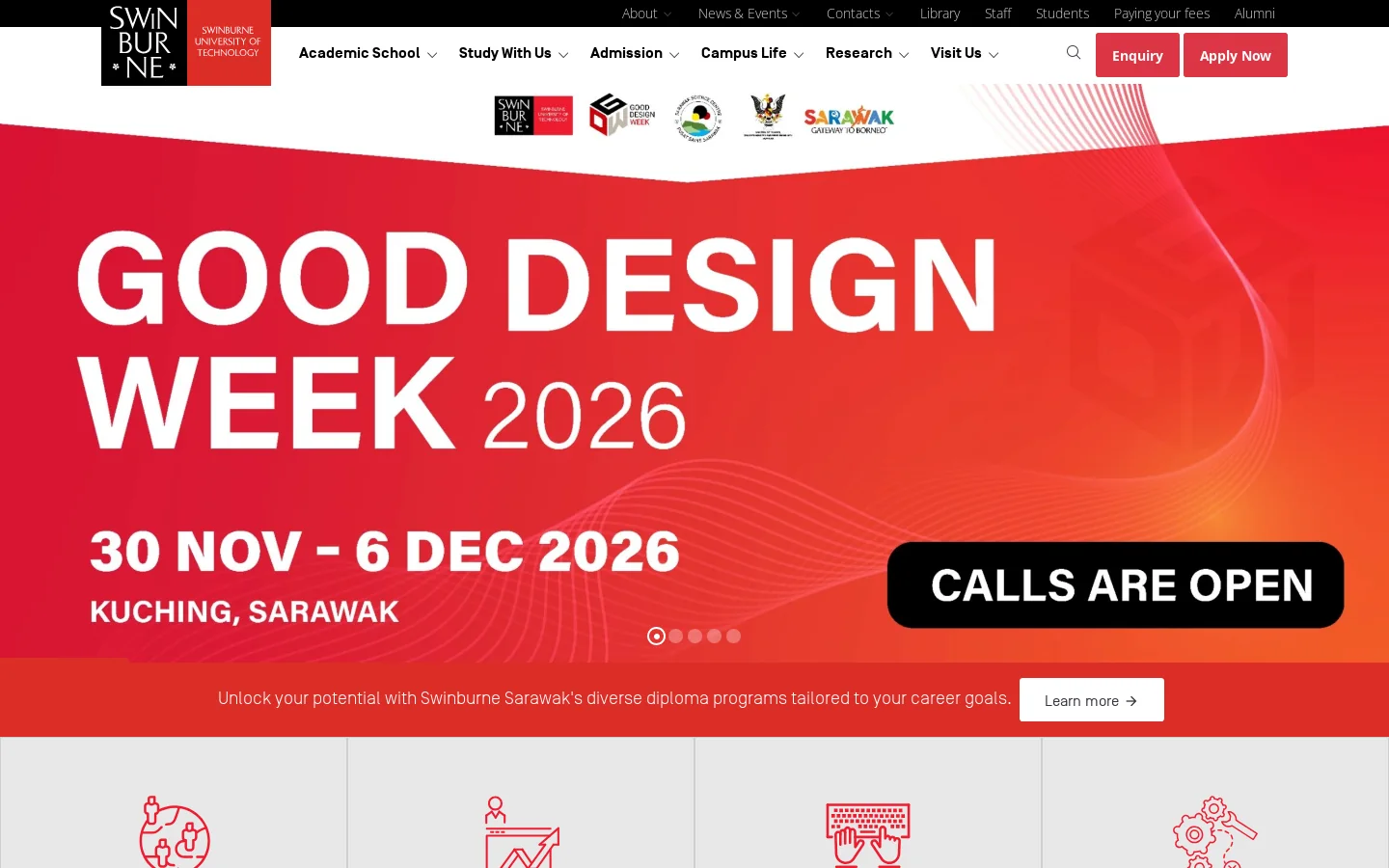 Swinburne University of Technology Homepage screenshot