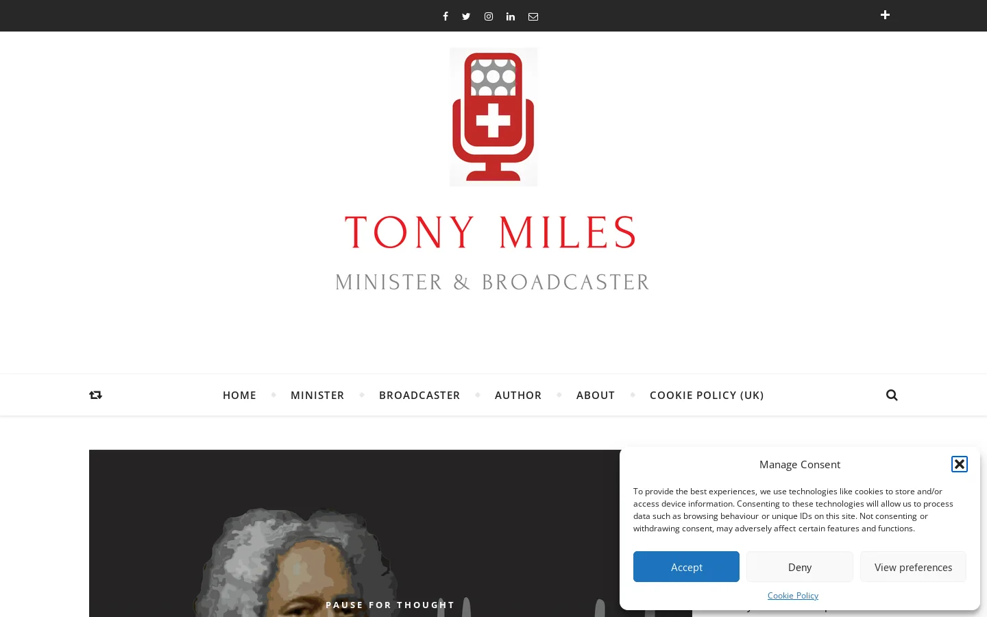 Revd Tony Miles - Superintendent Minister & Broadcaster Homepage screenshot