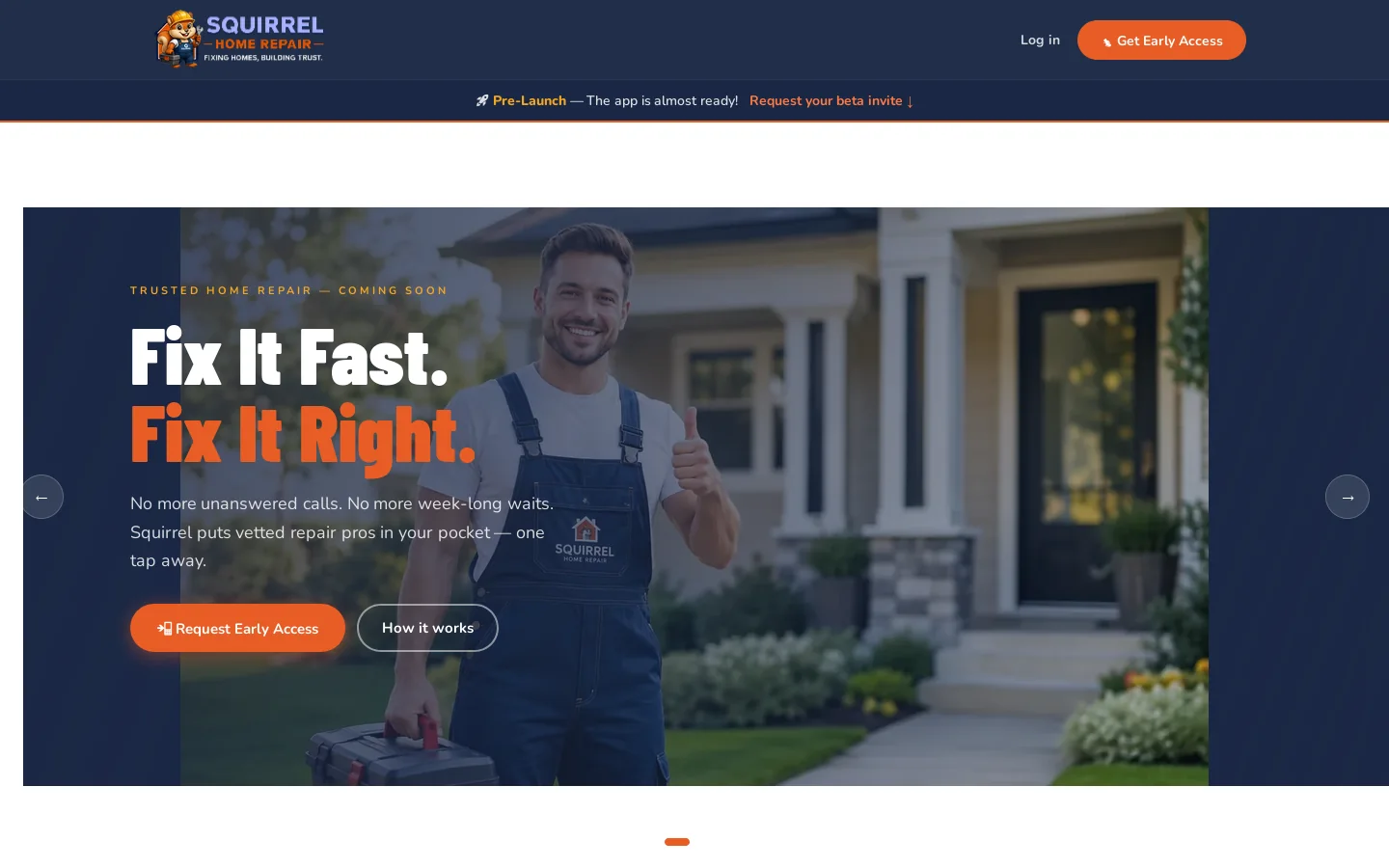 Squirrel Home Repair Homepage screenshot