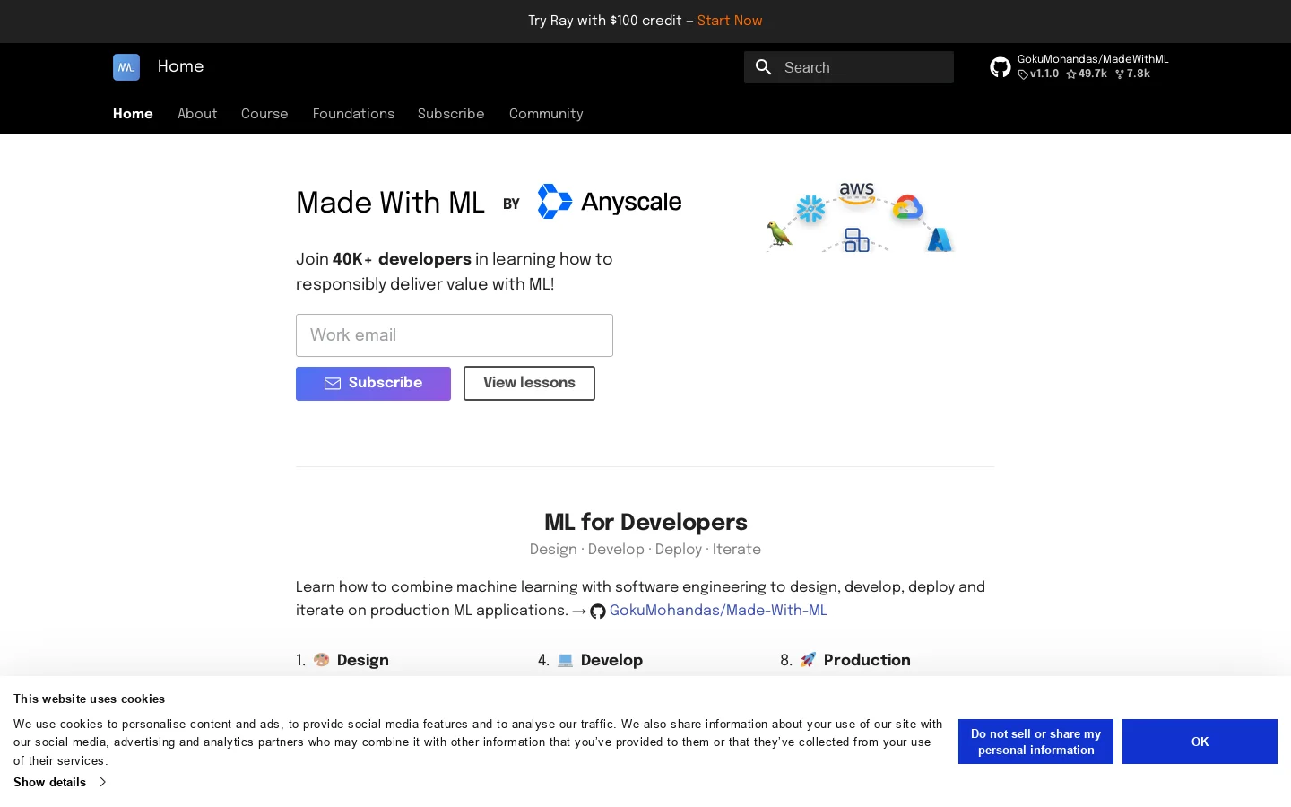 Made With ML by Anyscale Homepage screenshot