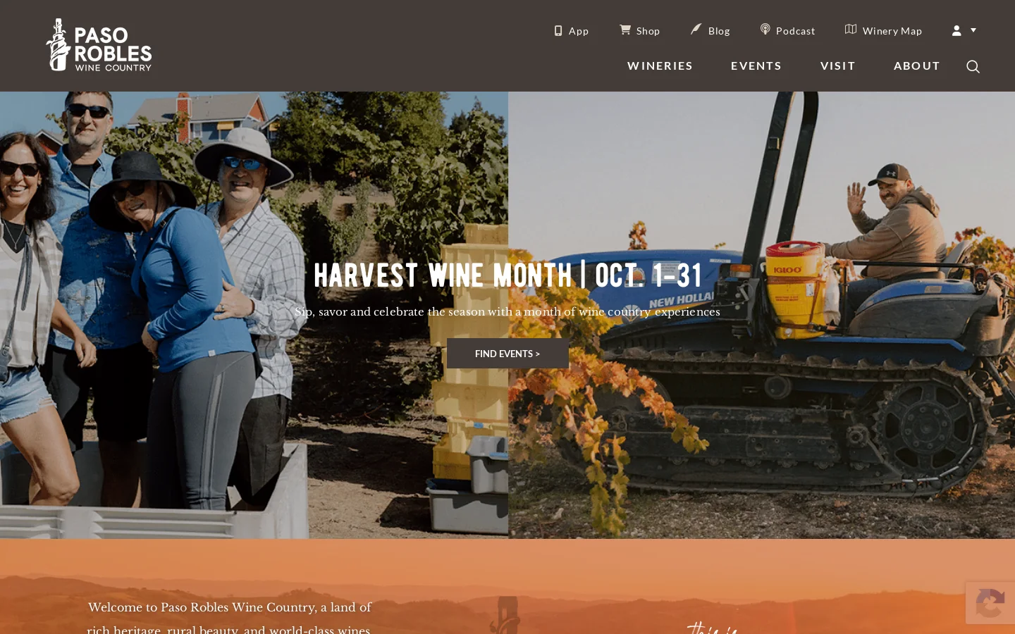 California Wine Country | Paso Robles Wine Country Alliance Homepage screenshot