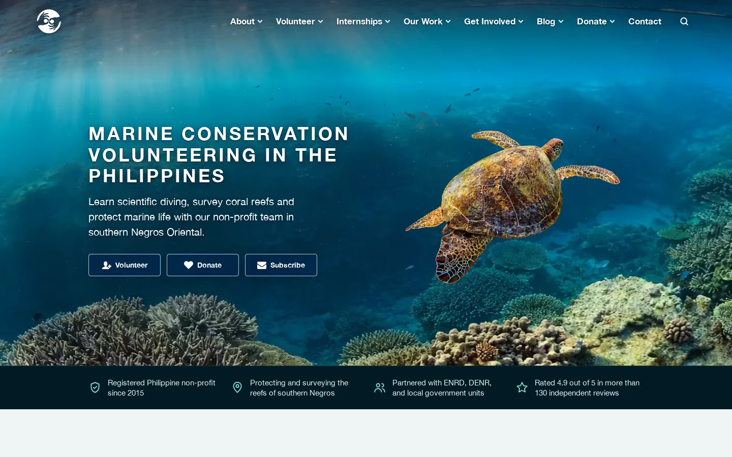 Marine Conservation Volunteering in the Philippines | MCP Homepage screenshot