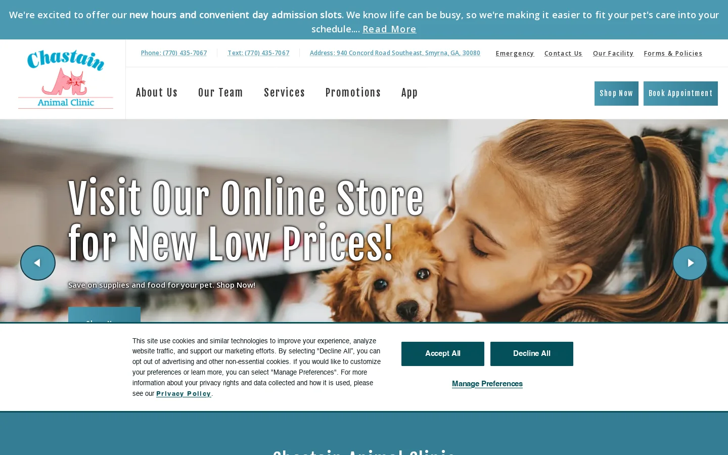 Chastain Animal Clinic Homepage screenshot