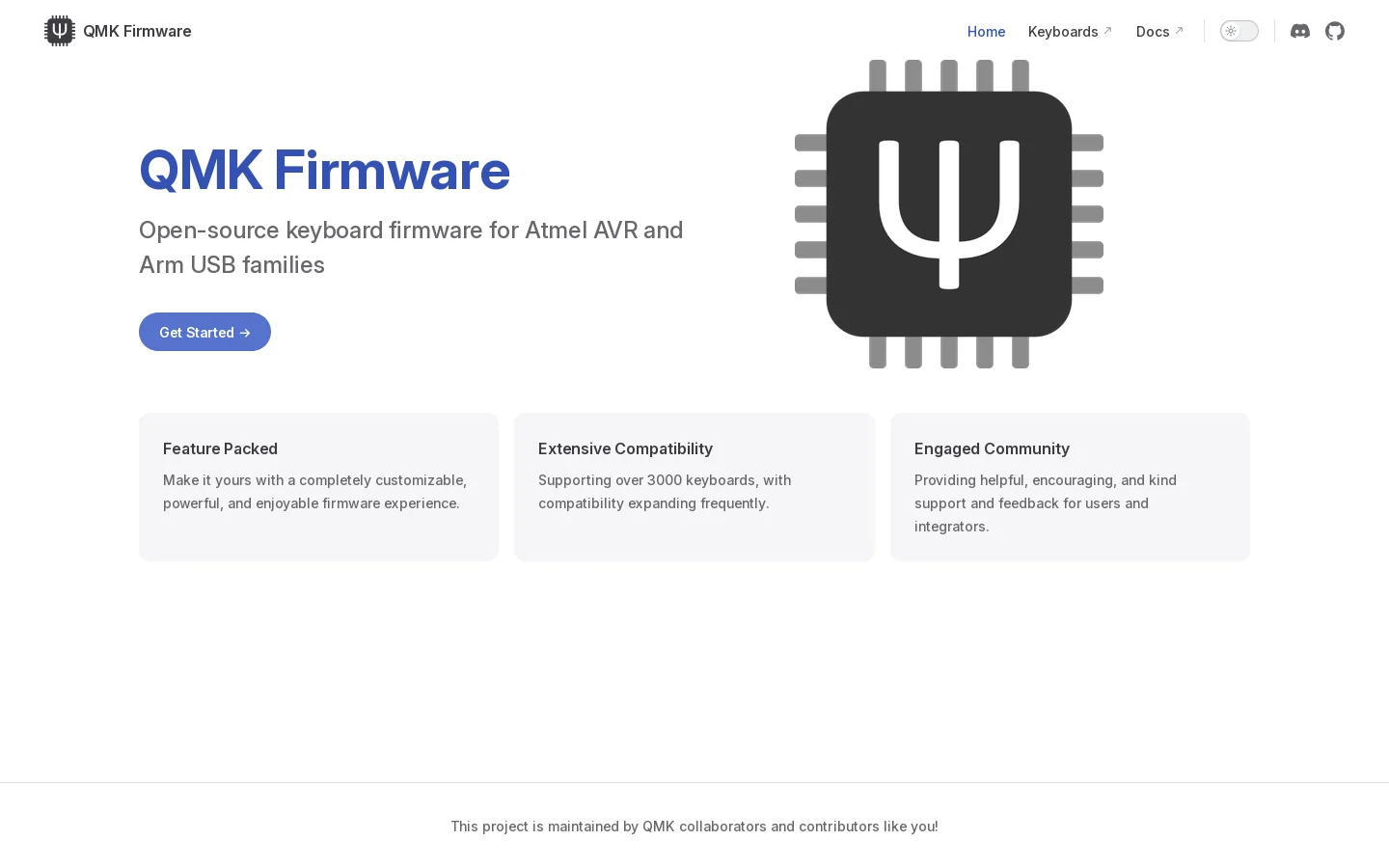QMK Firmware Homepage screenshot