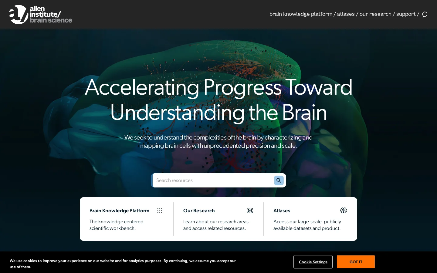 Allen Institute for Brain Science Homepage screenshot