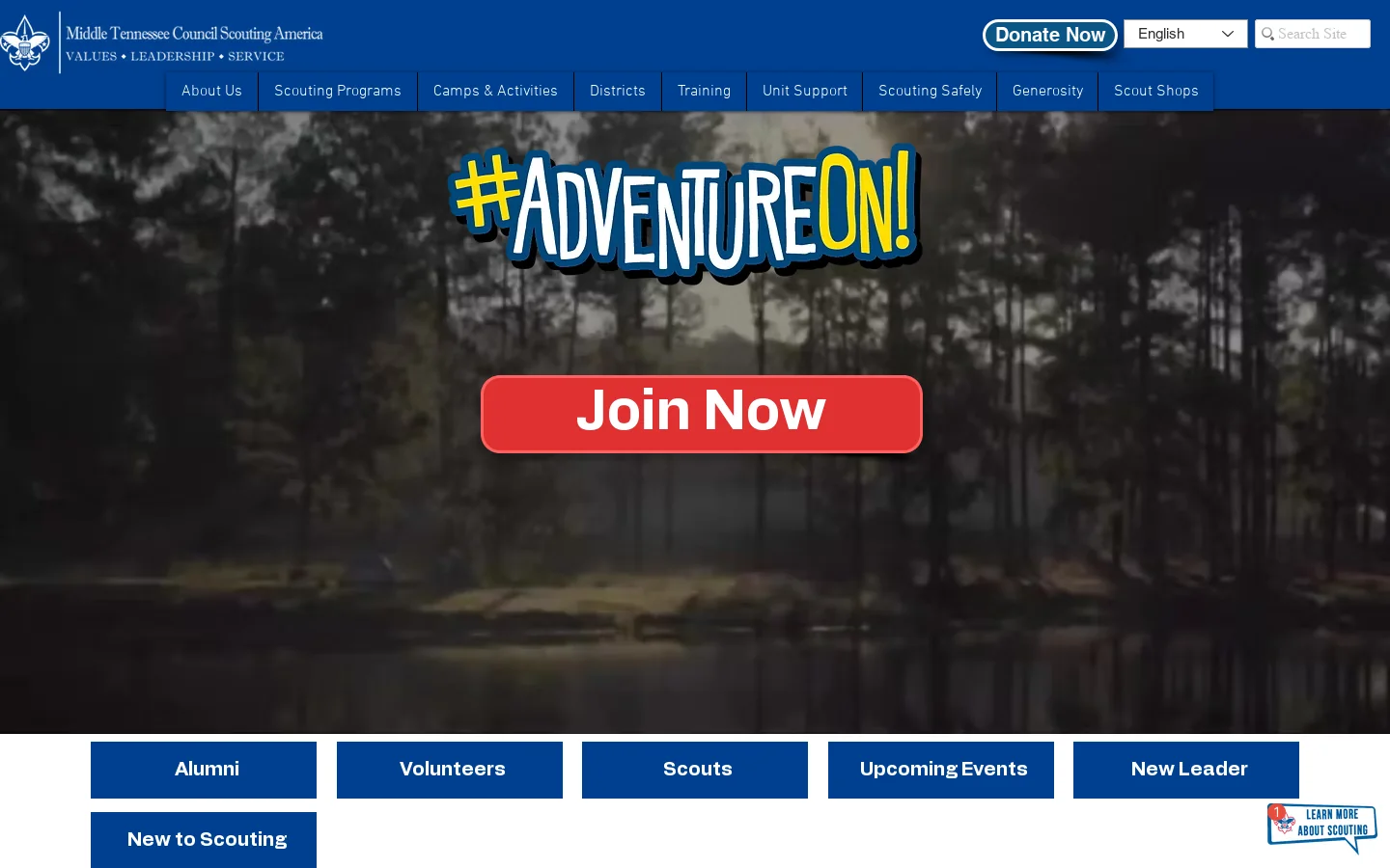 Middle Tennessee Council | Scouting in Tennessee | 3414 Hillsboro Pike, Nashville, TN, USA Homepage screenshot
