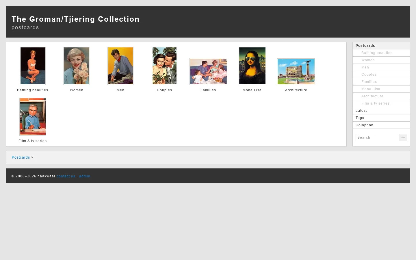 Postcards — The Groman/Tjiering Collection Homepage screenshot