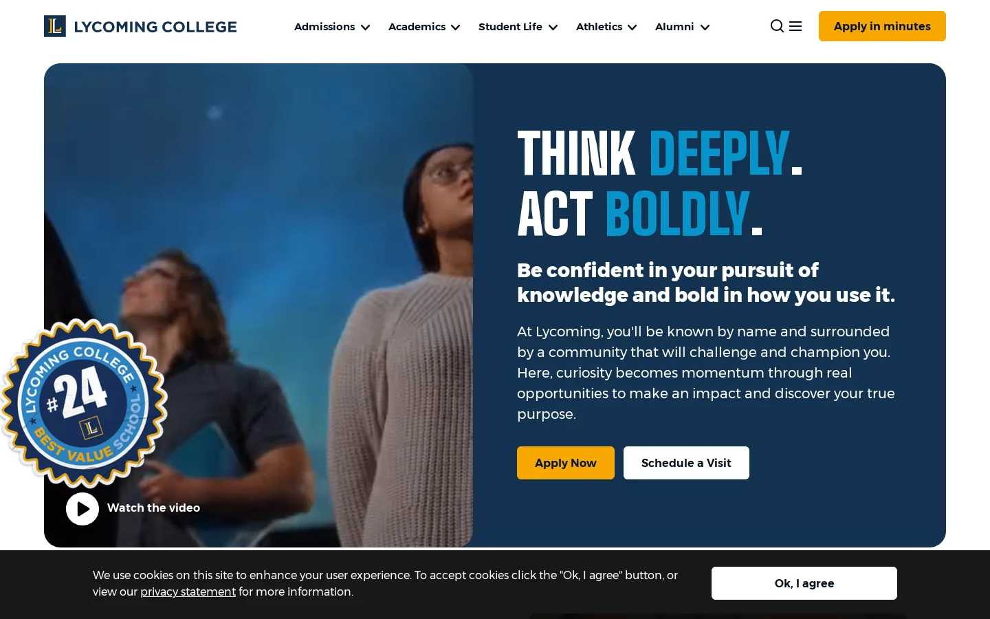 Lycoming College Homepage screenshot