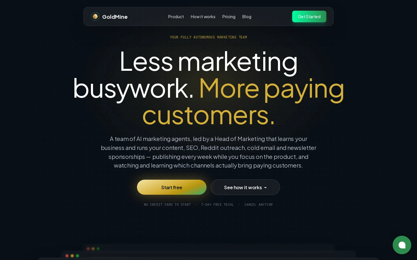 GoldMine AI Homepage screenshot