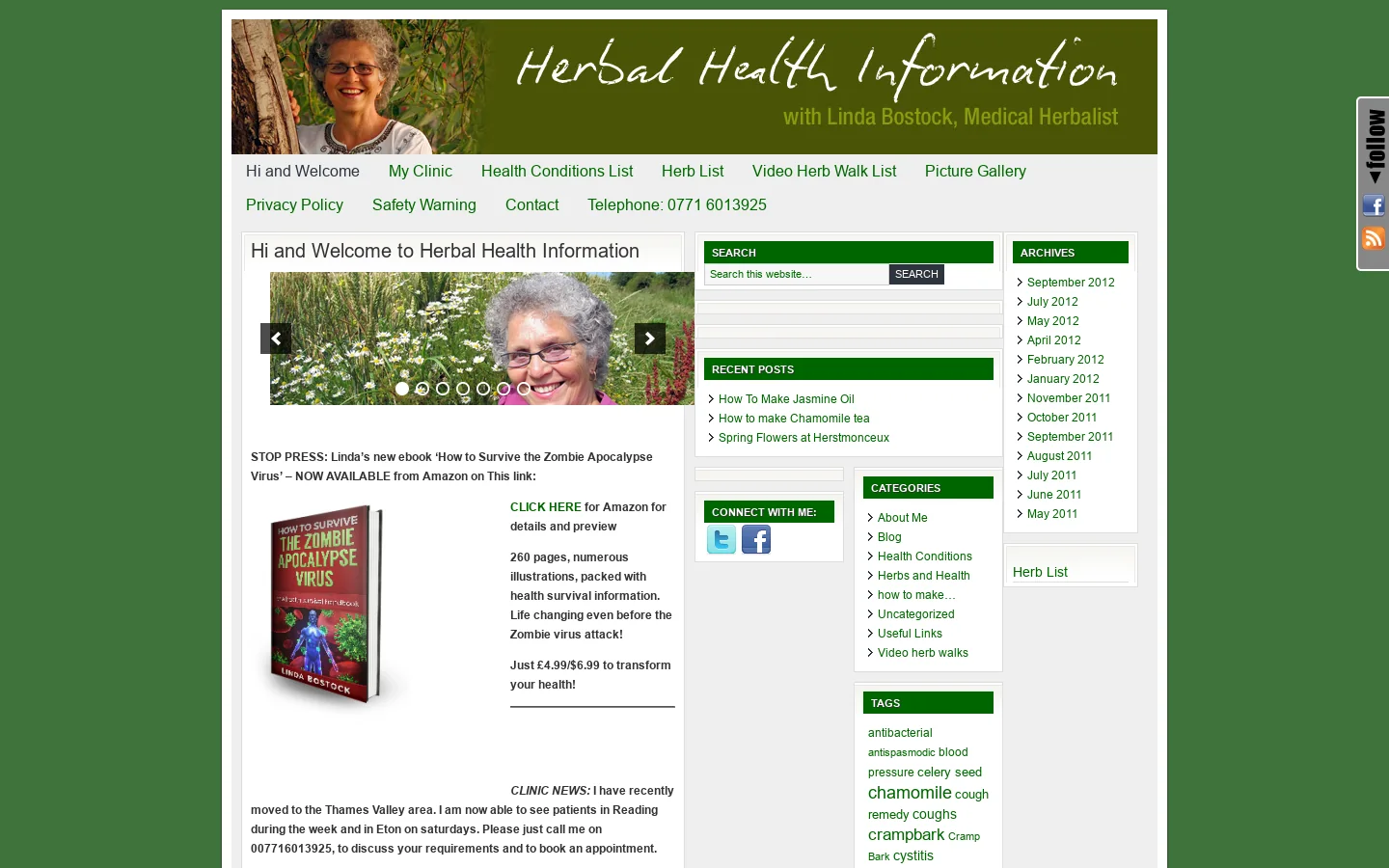 Herbal Health Information Homepage screenshot