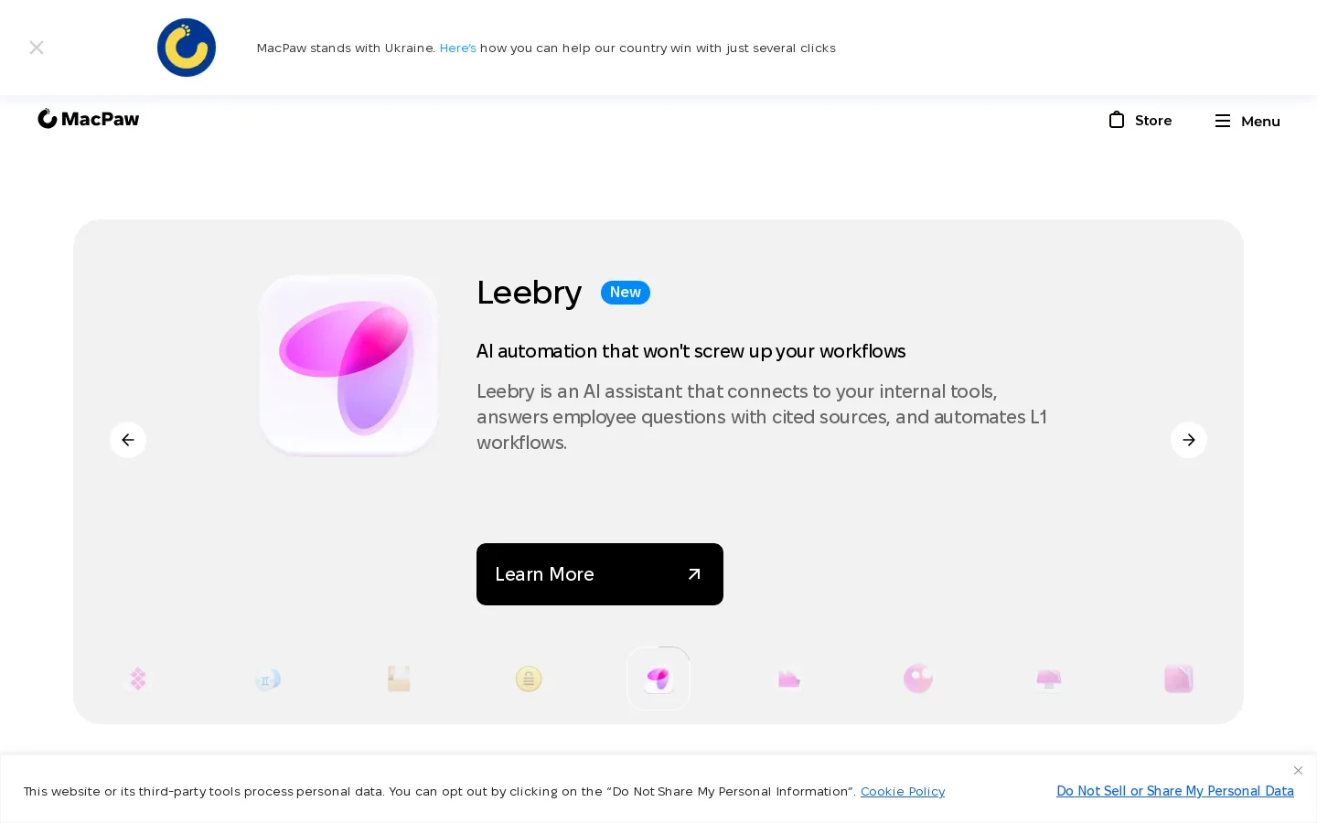 MacPaw Homepage screenshot