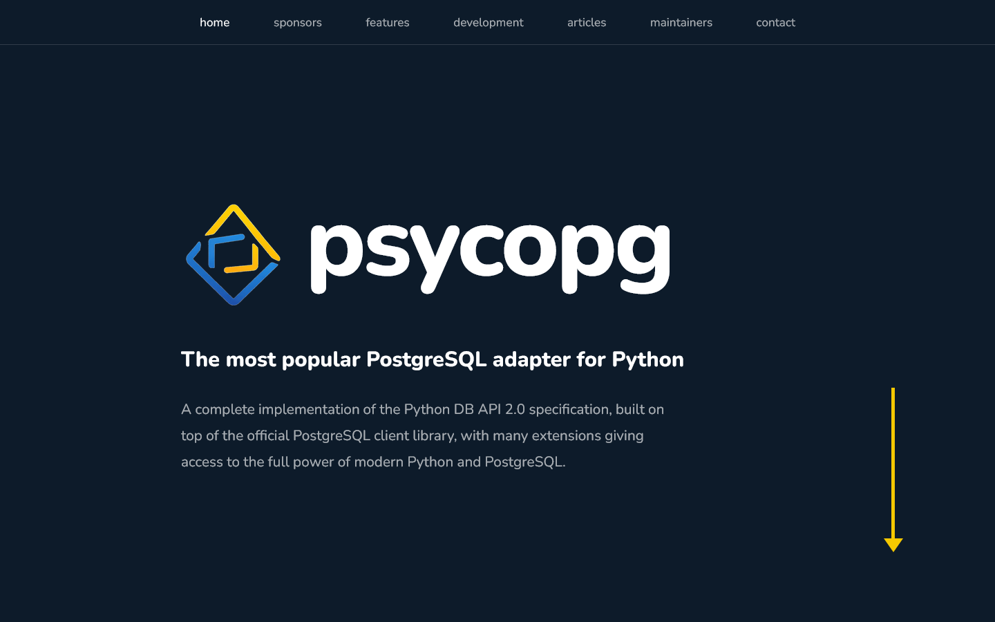 Psycopg Homepage screenshot
