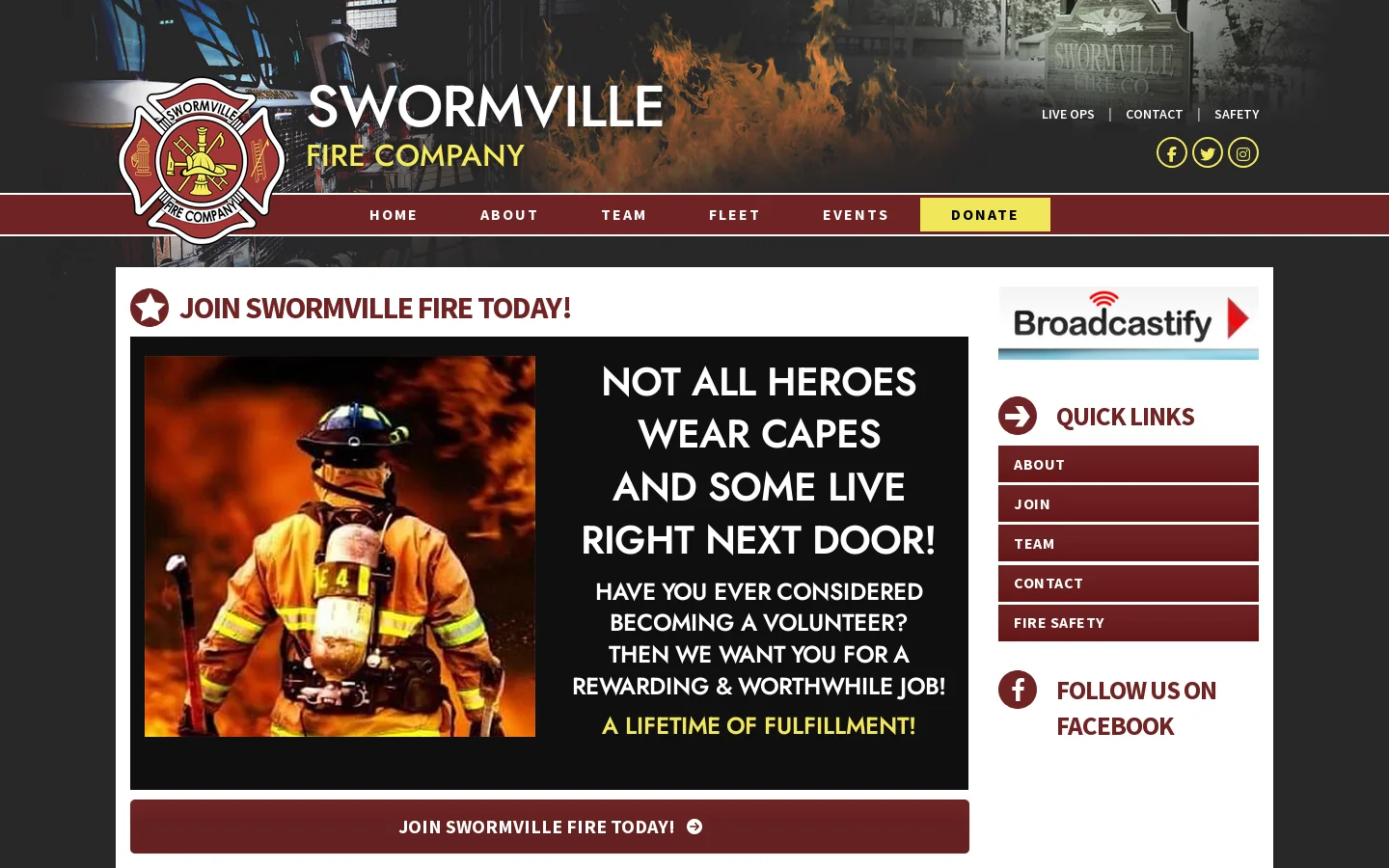 Swormville Fire Company Homepage screenshot
