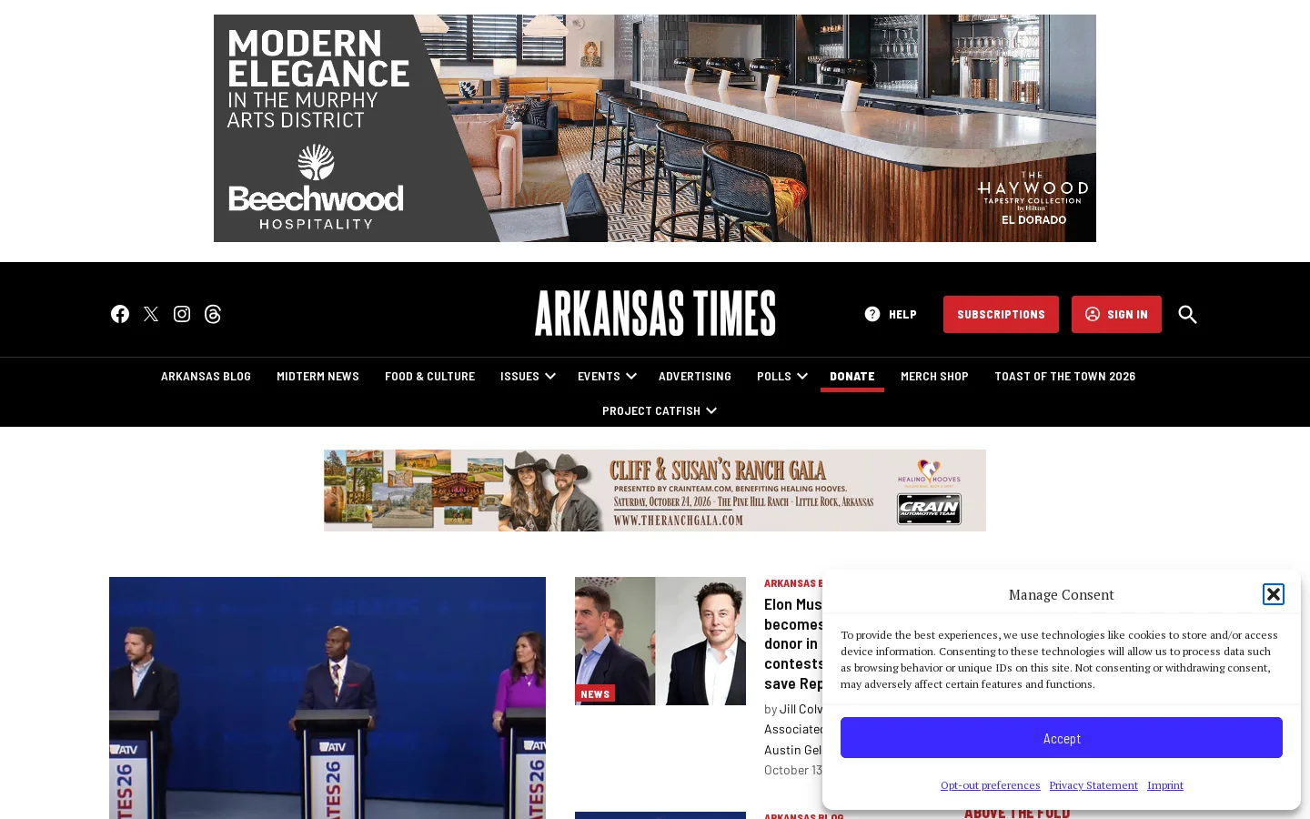Arkansas Times | Arkansas news, politics, opinion, restaurants, music, movies and art Homepage screenshot