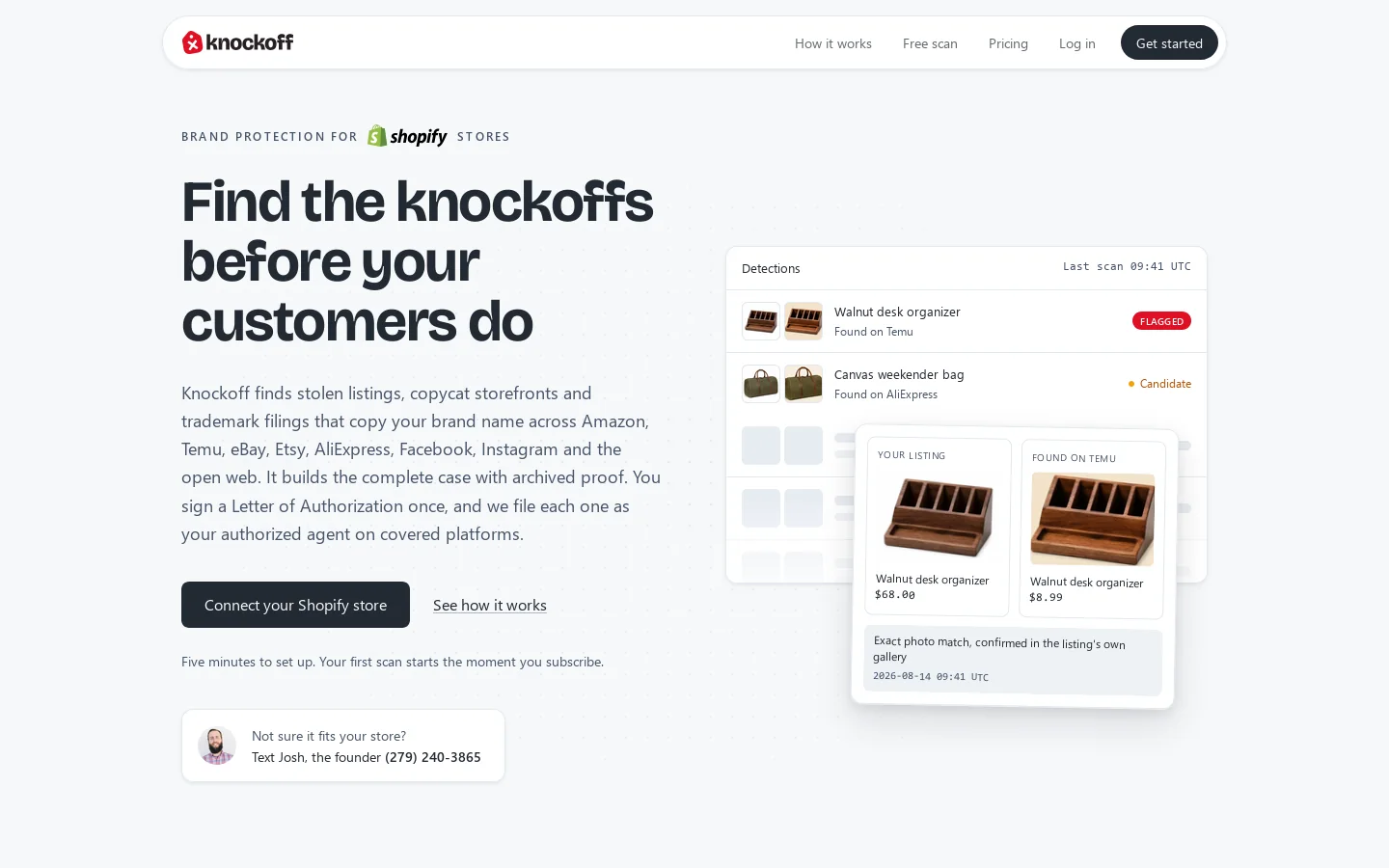 Knockoff Homepage screenshot