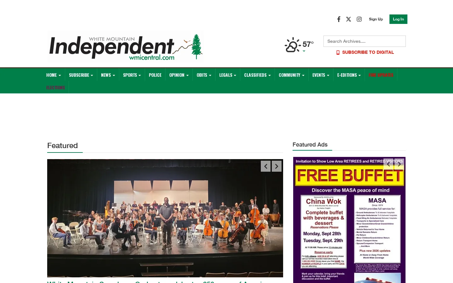 White Mountain Independent | The White Mountain Independent's Online Edition Homepage screenshot