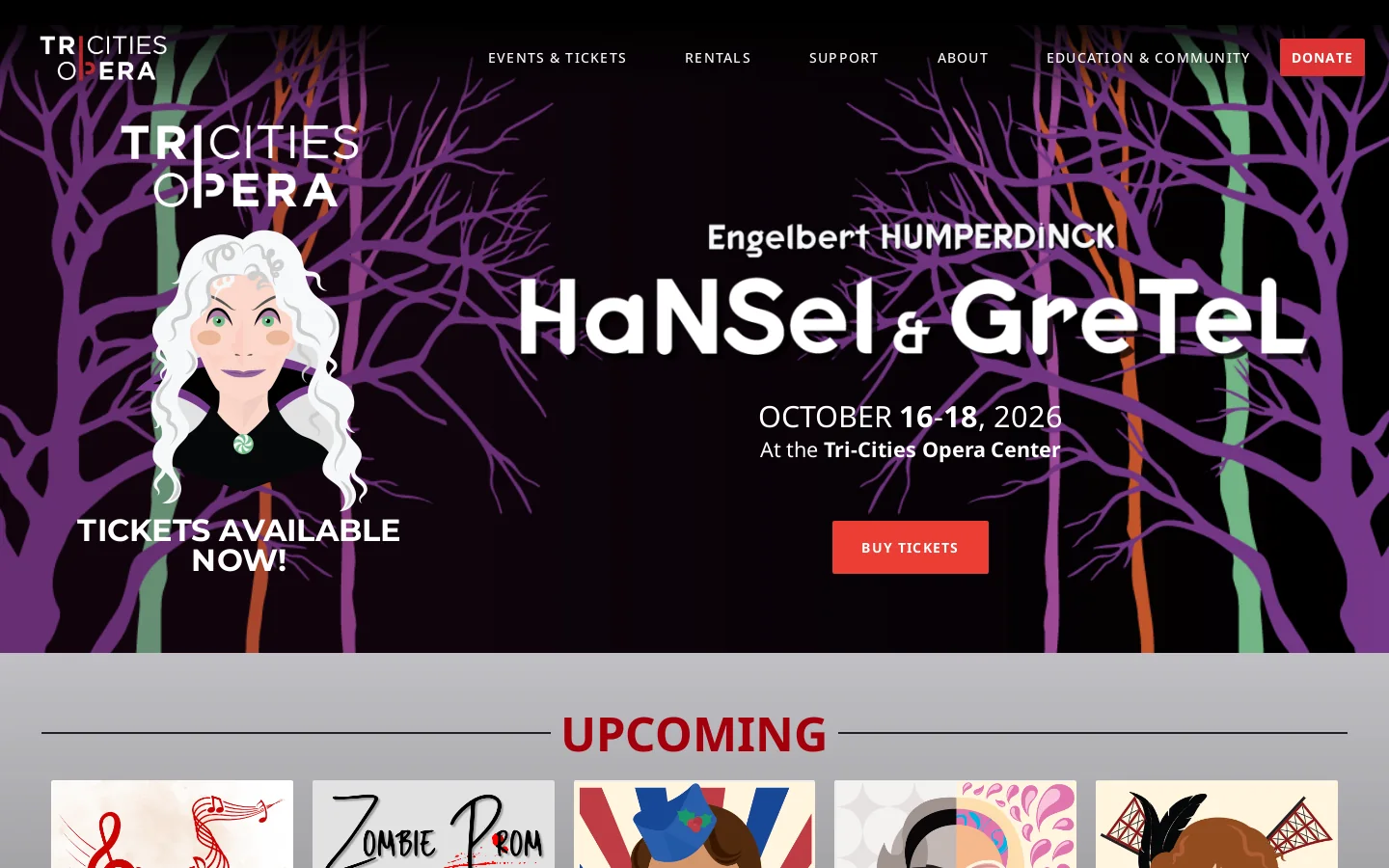 Tri-Cities Opera Homepage screenshot