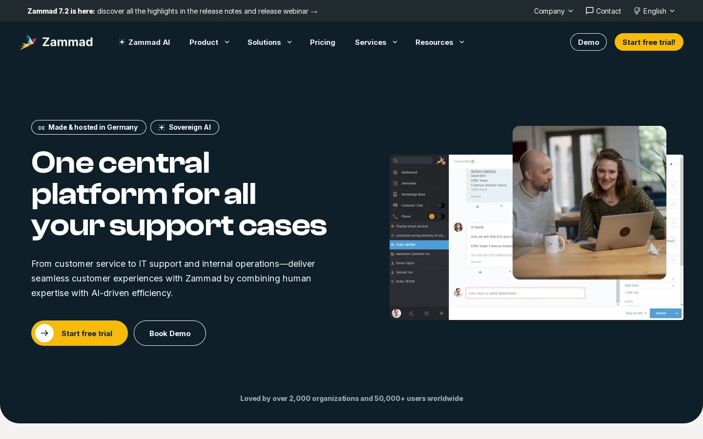 Zammad Homepage screenshot