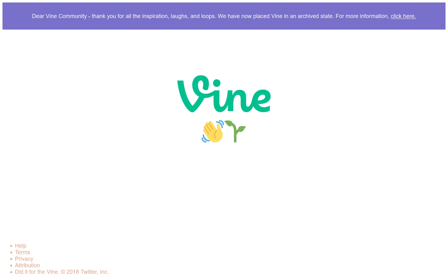 Vine Homepage screenshot