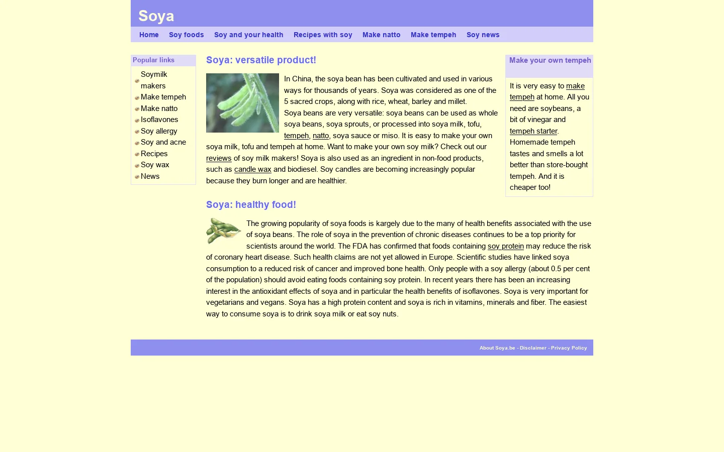 Soya Homepage screenshot