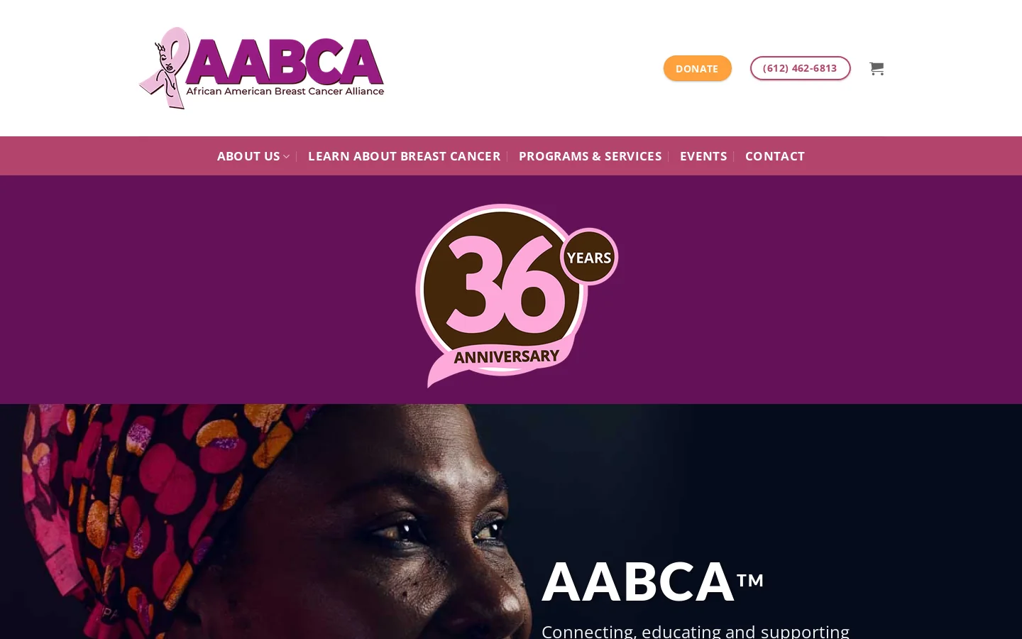 AABCA - African American Breast Cancer Alliance Homepage screenshot