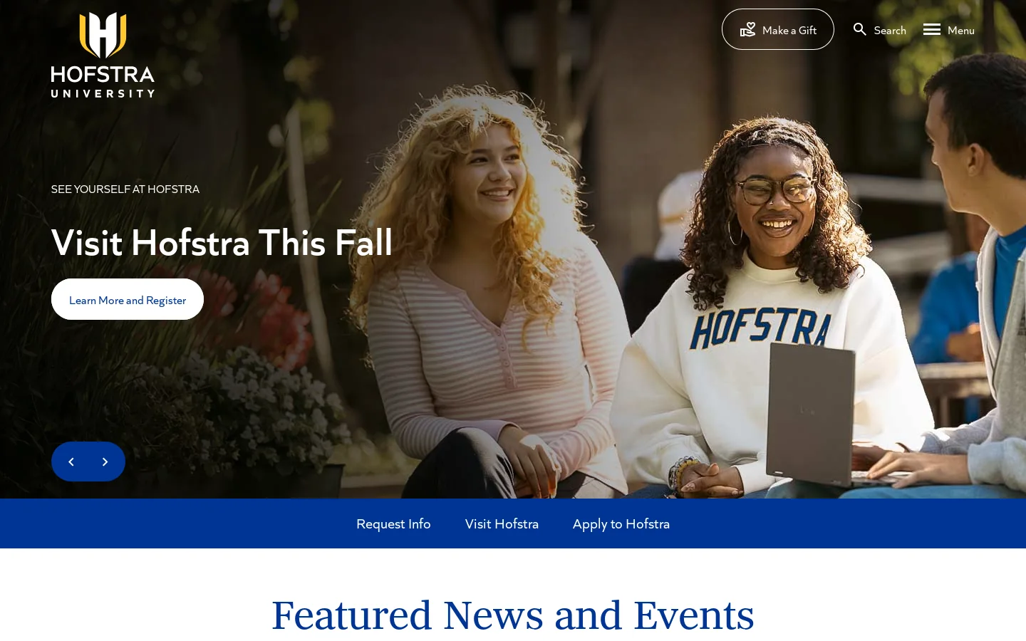 Hofstra University Homepage screenshot