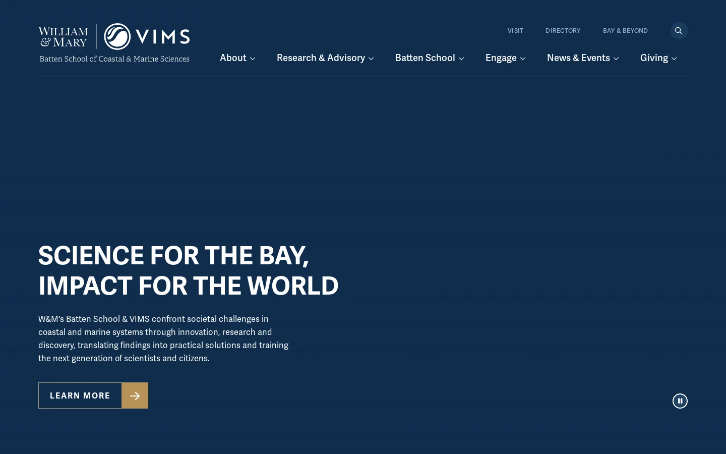 Virginia Institute of Marine Science Homepage screenshot
