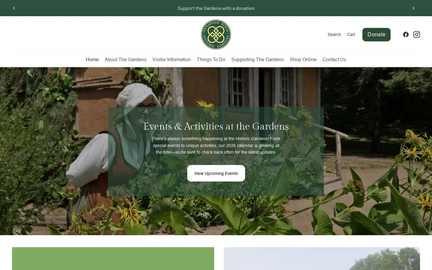 Annapolis Royal Historic Gardens Homepage screenshot