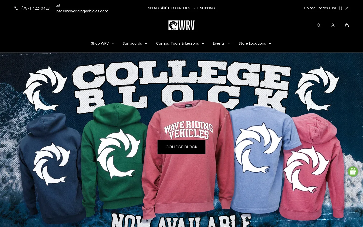 Wave Riding Vehicles Homepage screenshot