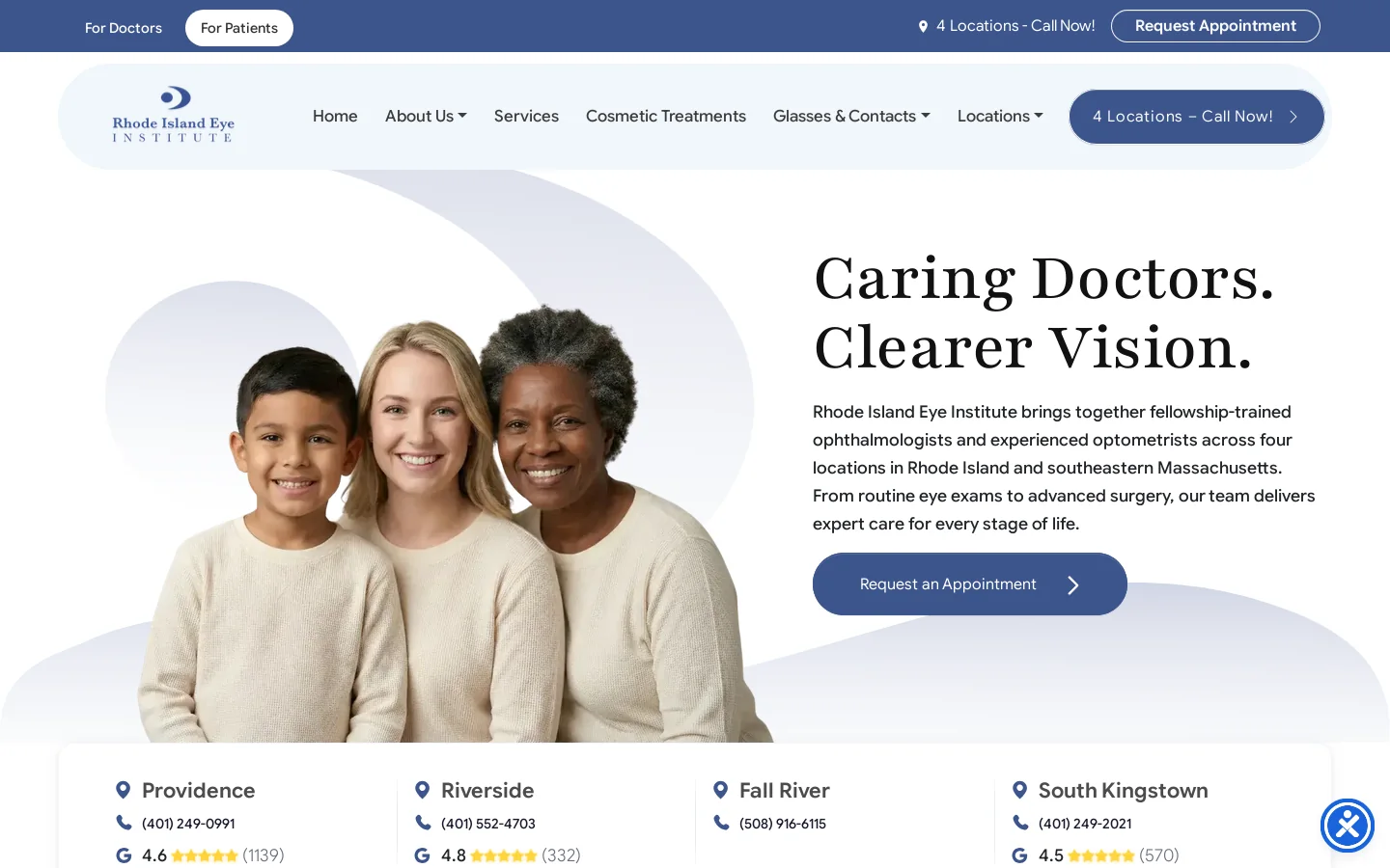 Rhode Island Eye Institute Homepage screenshot